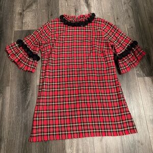 Plaid Ruffle Sleeve Dress